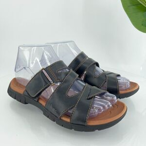 Born Women's Sandal Size 6 Strappy Slide Black Vegan Leather Flip Flop Flat